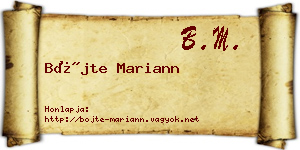 Böjte Mariann névjegykártya