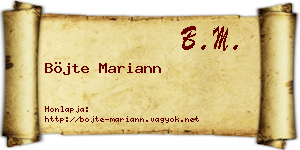 Böjte Mariann névjegykártya