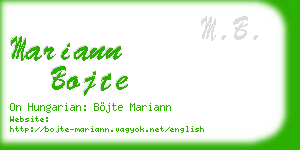 mariann bojte business card